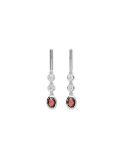 Sale Pendientes Oro Blanco, Circonitas Y Granate Para Ella | Pendientes