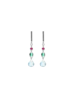 Online Pendientes Oro Blanco, Circonita Y Piedras De Color Para Ella | Pendientes