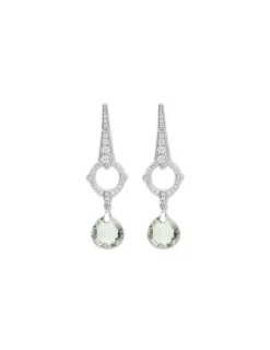 Best Pendientes Oro Blanco, Circonitas Y Amatista Para Ella | Pendientes