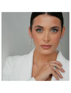 New Pendientes Oro Blanco, Circonitas Y Amatista Para Ella | Pendientes