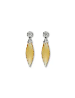 Discount Pendientes Oro Blanco, Citrino Y Diamantes Para Ella | Pendientes