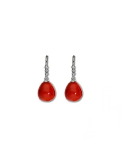 Online Pendientes Oro Blanco, Diamantes y Coral Pendientes | Para Ella