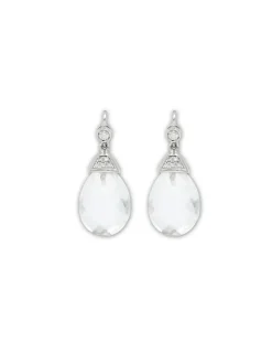 Sale Pendientes Oro Blanco, Diamantes Y Cuarzo Para Ella | Pendientes