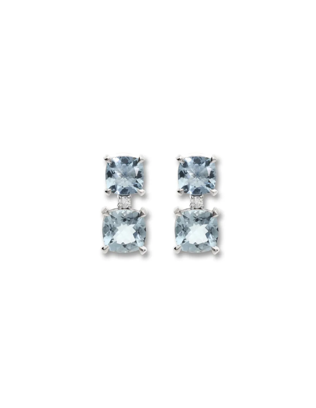 Sale Pendientes Oro Blanco, Diamante Y Aguamarinas Para Ella | Pendientes