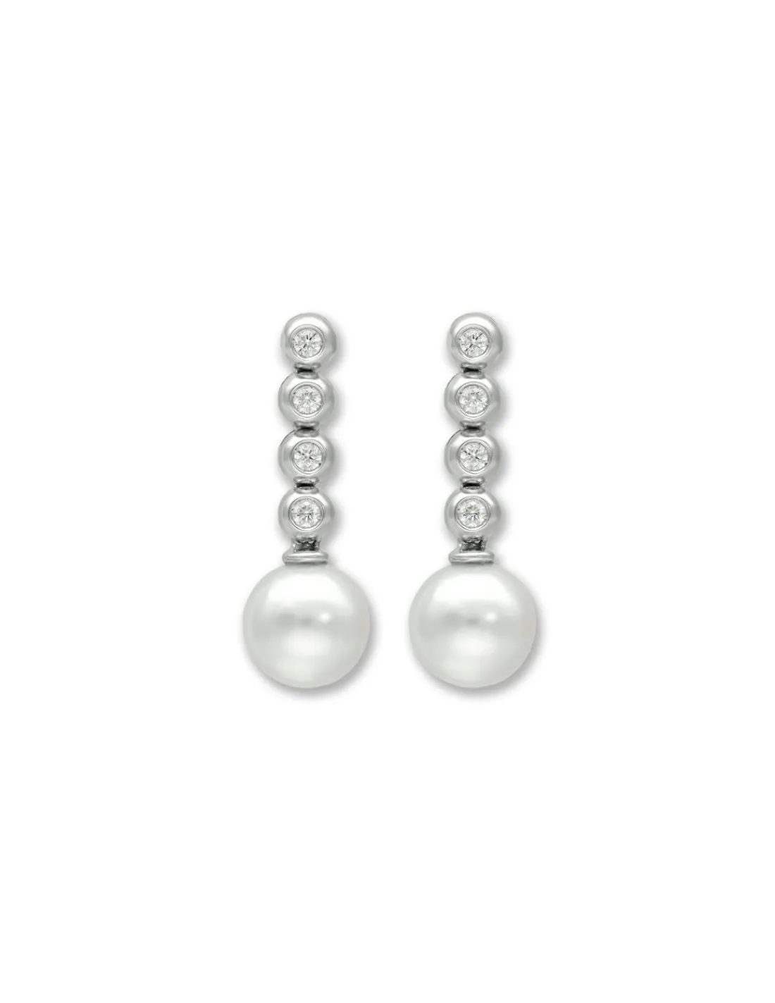 Sale Pendientes Oro Blanco, Diamantes Y Perla Australiana Para Ella | Pendientes