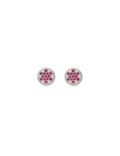 Outlet Pendientes Oro Blanco, Diamantes Y Rubíes Para Ella | Pendientes