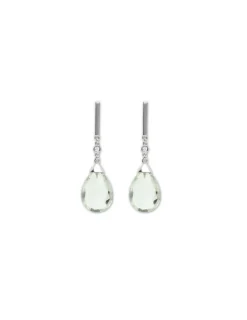 New Pendientes Oro Blanco, Diamante Y Amatista Para Ella | Pendientes