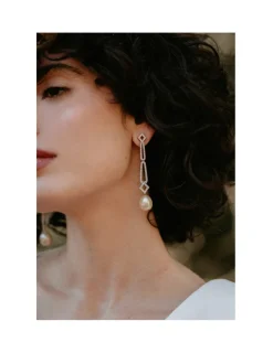 Hot Pendientes Oro Blanco, Diamantes Y Perlas Australianas Para Ella | Pendientes