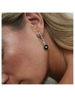 Sale Pendientes Oro Blanco, Diamantes Y Ónix Para Ella | Pendientes