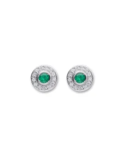 New Pendientes Oro Blanco, Esmeralda Y Diamantes Para Ella | Pendientes