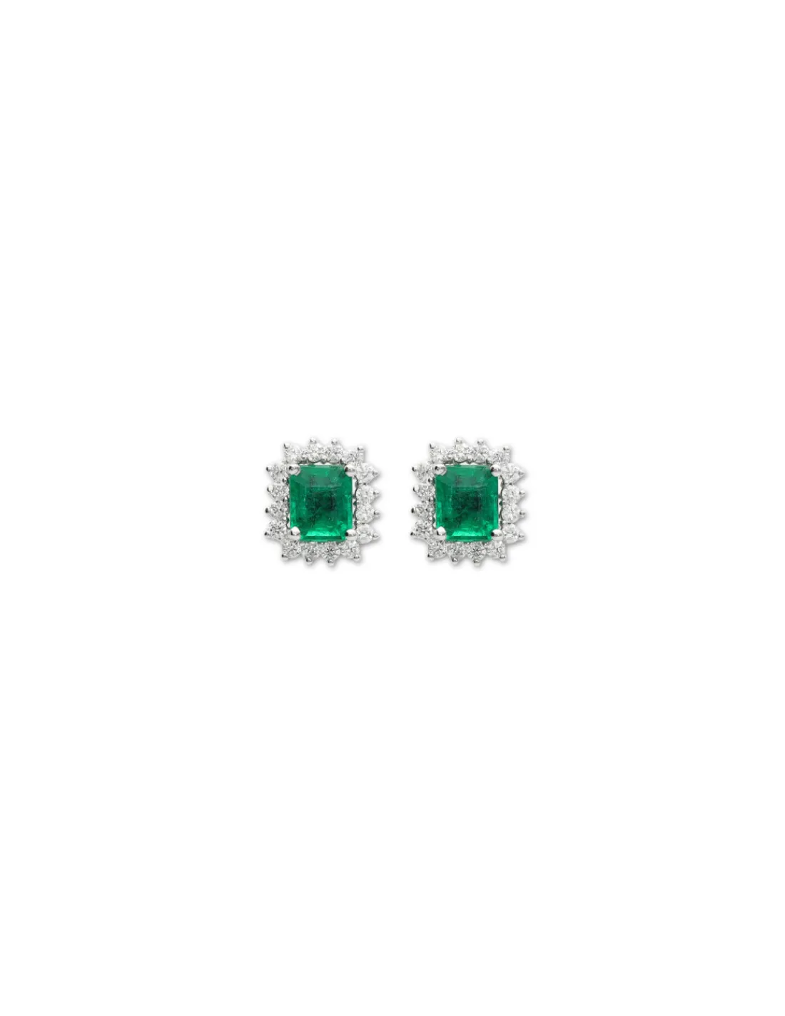 Outlet Pendientes Oro Blanco, Esmeralda Y Diamantes Para Ella | Pendientes