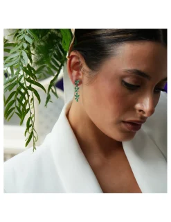 Discount Pendientes Oro Blanco, Esmeraldas Y Diamantes Para Ella | Pendientes