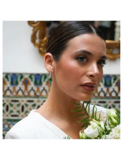 Hot Pendientes Oro Blanco, Esmeralda Y Diamantes Para Ella | Pendientes