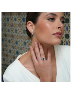 Fashion Pendientes Oro Blanco, Topacio Y Diamantes Para Ella | Pendientes