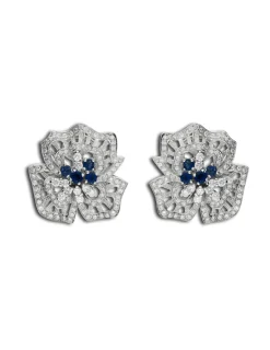 Outlet Pendientes Oro Blanco, Zafiros Y Diamantes Para Ella | Pendientes