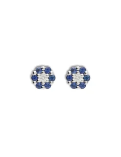 Clearance Pendientes Oro Blanco, Zafiros Y Diamante Para Ella | Pendientes