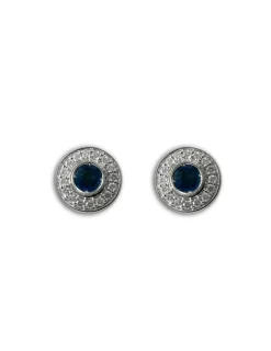 Sale Pendientes Oro Blanco, Zafiro Y Diamantes Para Ella | Pendientes