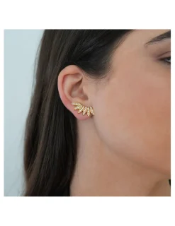 Clearance Pendientes Trepadores Oro Amarillo Y Diamantes Para Ella | Pendientes