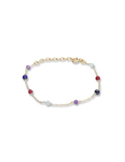 New Pulsera Oro Amarillo, Jade, Amatista, Aguamarina Y Lapislázuli Para Ella | Pulseras