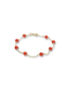 Hot Pulsera Oro Amarillo Y Coral Para Ella | Pulseras