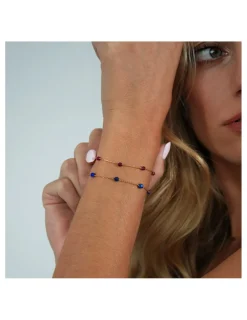 New Pulsera Oro Amarillo Y Lapislázuli Para Ella | Pulseras