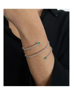 Outlet Pulsera Oro Blanco Y Titanio Con Esmeraldas Y Diamantes Para Ella | Pulseras