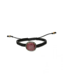 Hot Pulsera Plata Chapada, Rubí Y Diamantes Para Ella | Pulseras